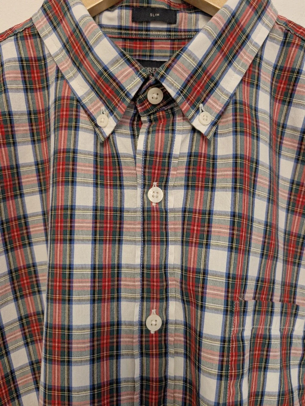 J.CREW Slim Tartan Plaid Shirt Button Down Unisex Poplin Blue Red White Green